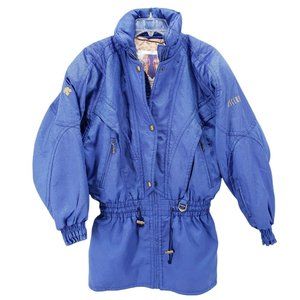 DESCENTE Vintage Ski Jacket Winter Parka Ski Women's Size 6  Blue EUC